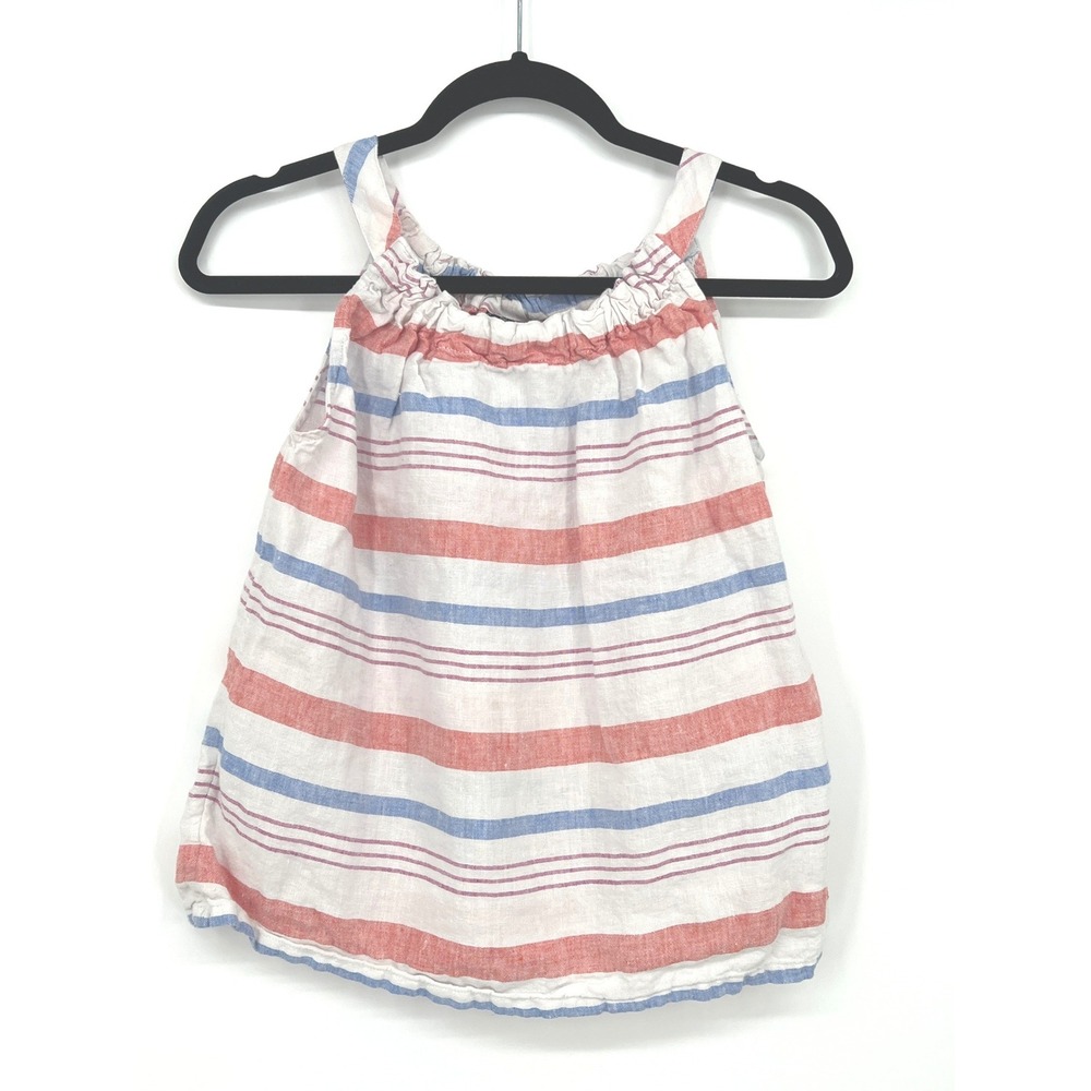 Jones New York 100% Linen Tank Top Red White Blue 4th of July XS Nautical Summer